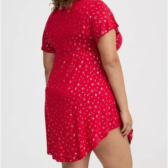 NWT Torrid Sparkly Snowflake Super Soft Lace Trim Babydoll Sleep Gown - Picture 3 of 3